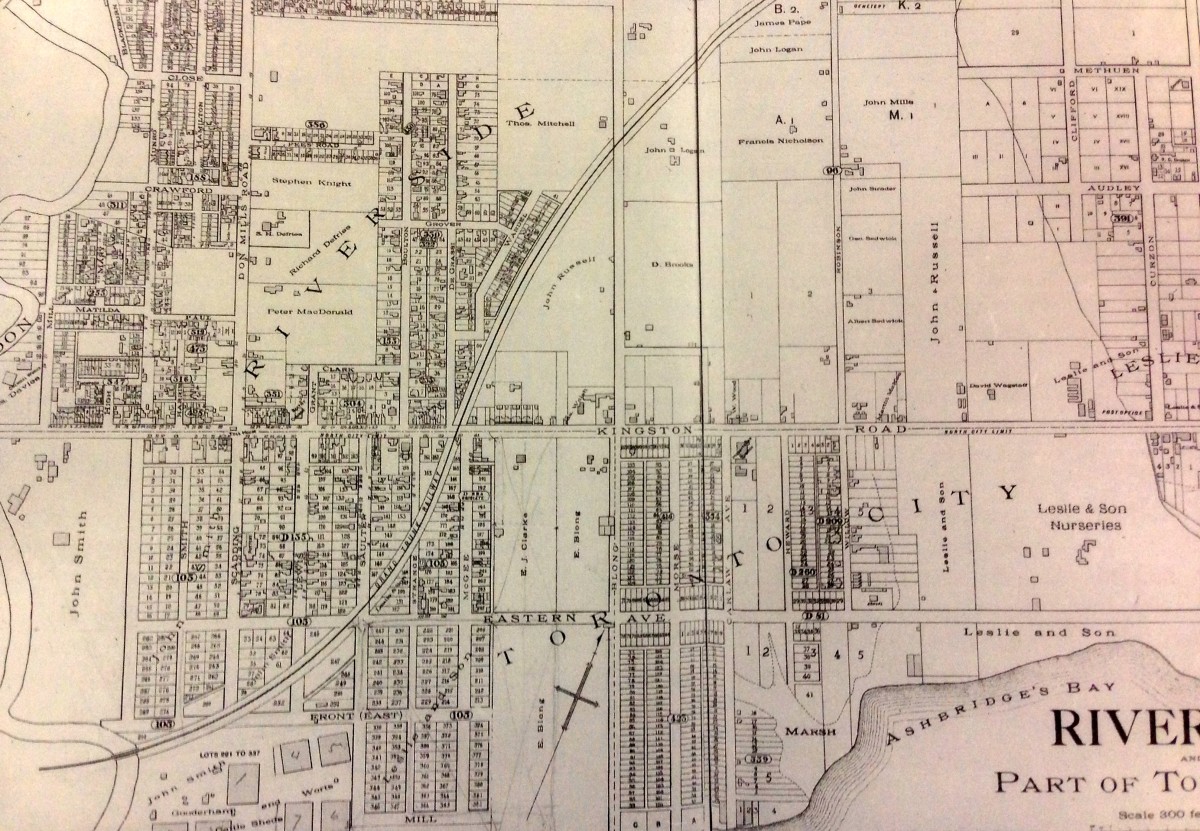 Map of Riverside in 1884 when it joined the city of Toronto