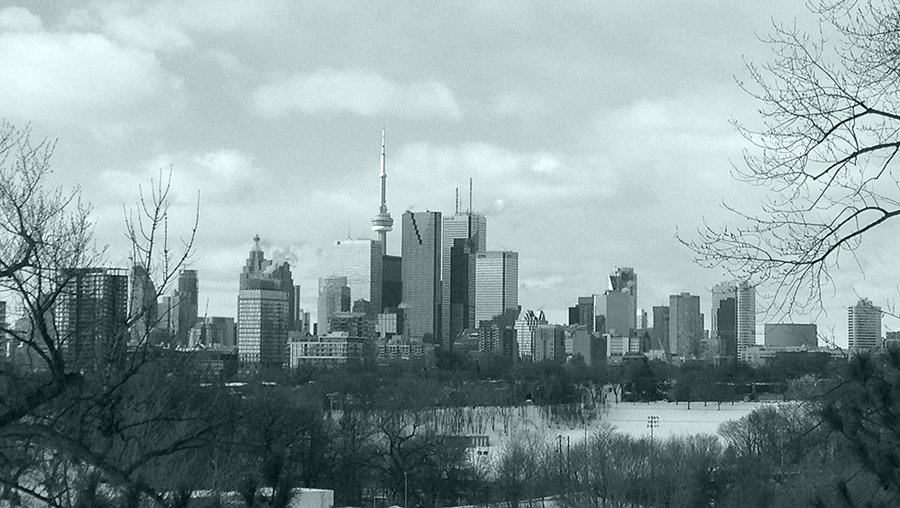 Toronto Skyline as seen from Broadview and Withrow in March 2014
