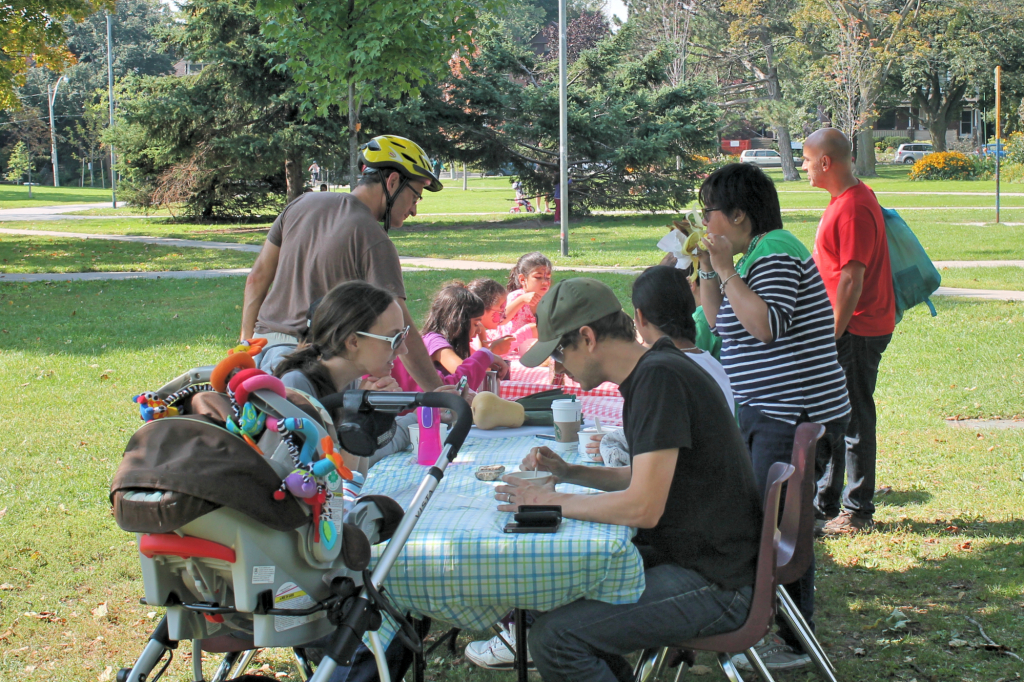 People enjoying the soup